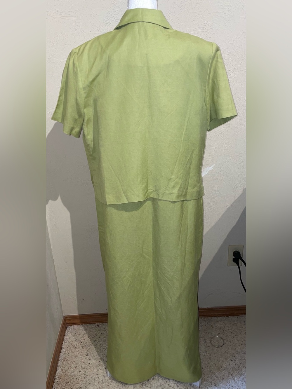 Positive Attitude Women’s Size 12P Green Linen Blend Dress Set Blazer Maxi 2Pc - Picture 3 of 12